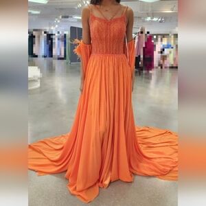 Elegant Orange Evening Gown